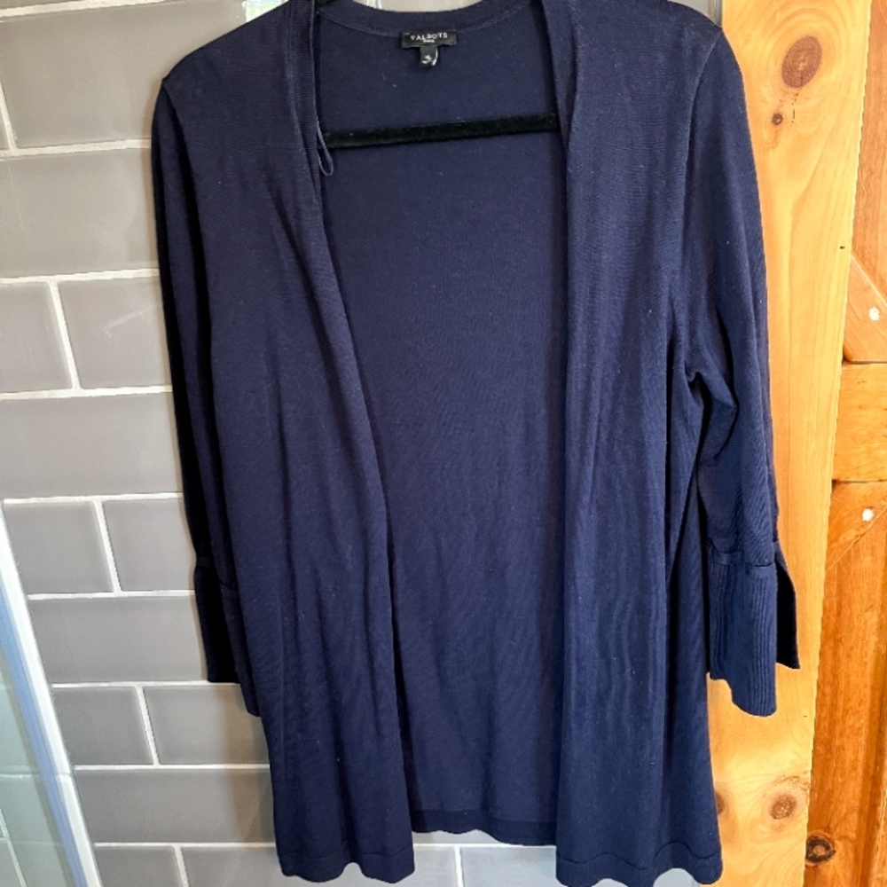 Talbots Navy Open Front Cardigan
